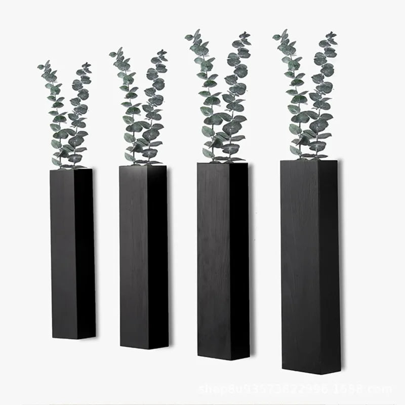 1pc Pine Wood Hanging Vase – Wall Décor Accent